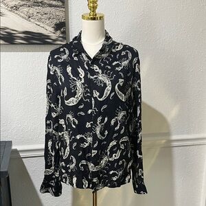 All Saints Black and White Dress Shirt‎
